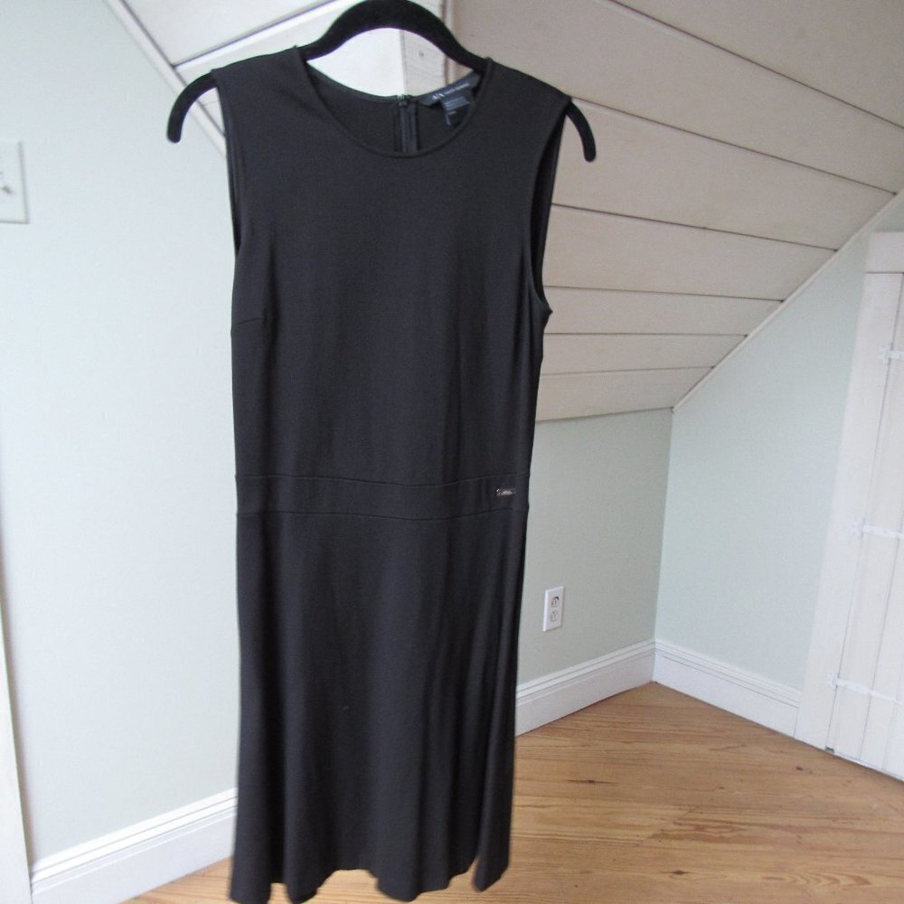 A/X Armani Exchange LBD Black Midi Sheath Sleeveless Womens Small